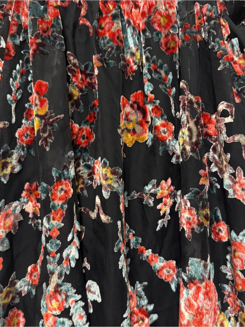 🦋 Free People| EUC Beautiful Blooms Velvet Floral Mini Dress Black S - Picture 4 of 9